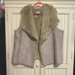 Faux suede and fur vest